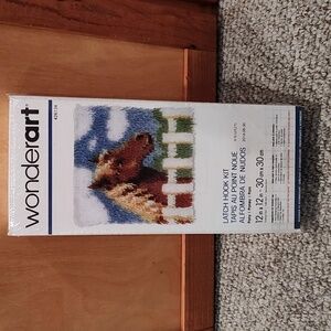 NIB Wonderart, Latch Hook Kit, Pony behind white picket fence, 12 in. x 12 in,.
